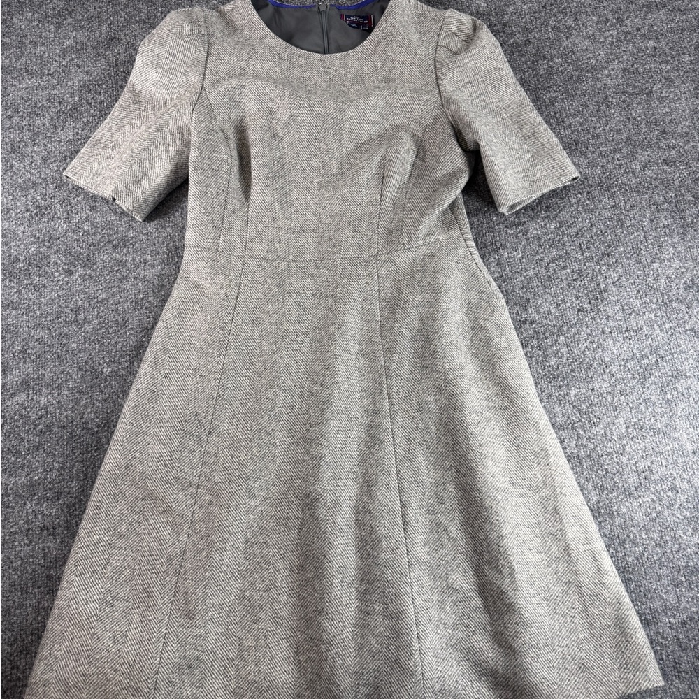Boden Heritage British Tweed Women's Dress Size 8 Eve Gray Wool Fit & Flare Dres